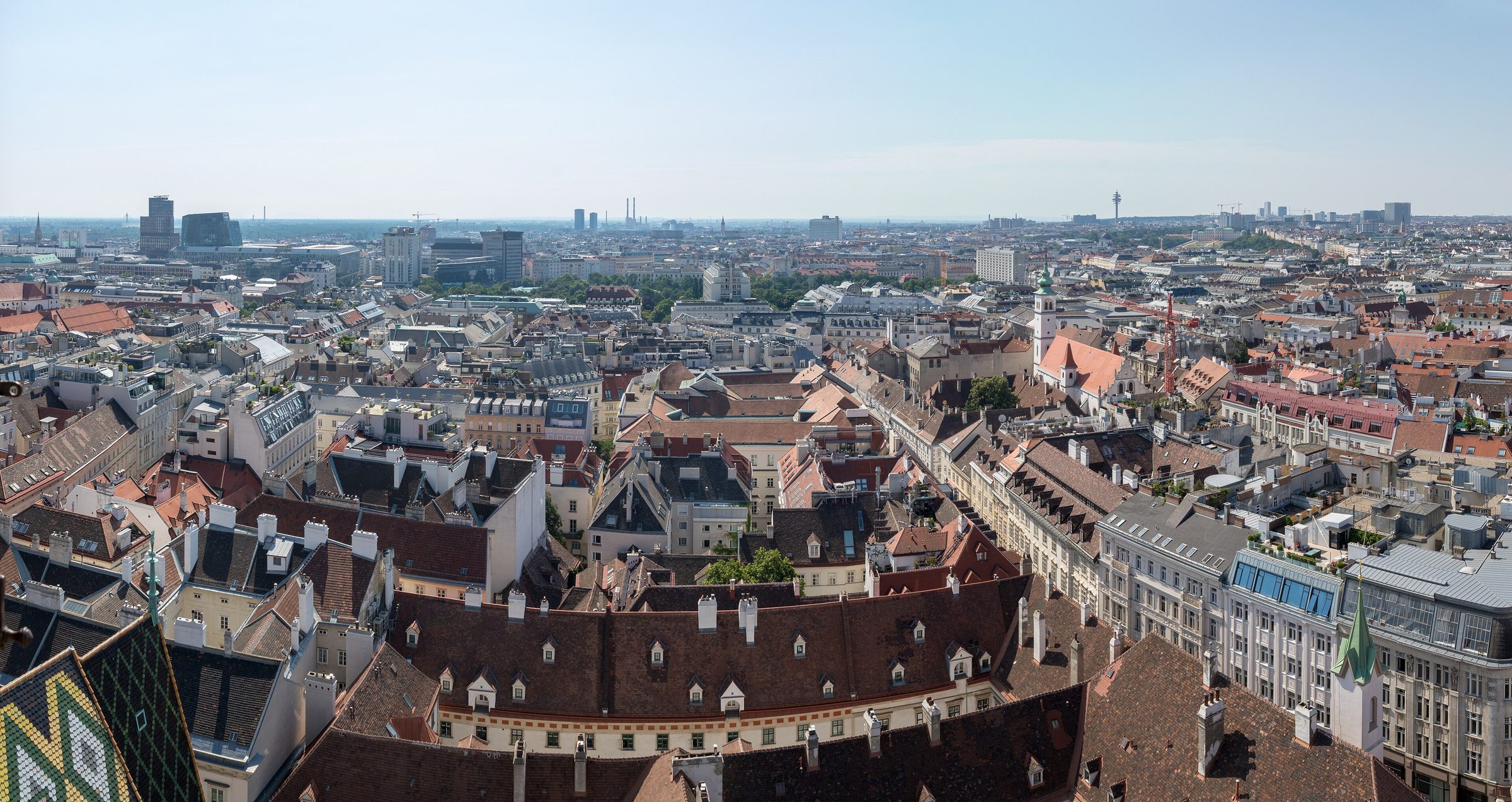 The rooftops of central Vienna seen from the tower of the Stephansdom