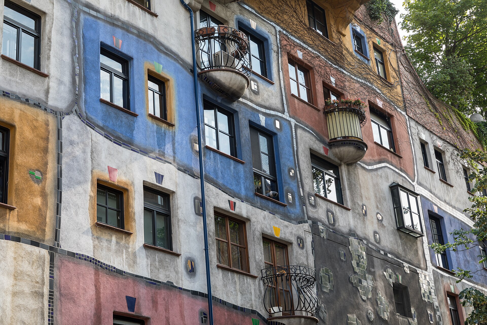 The Hundertwasserhaus facade