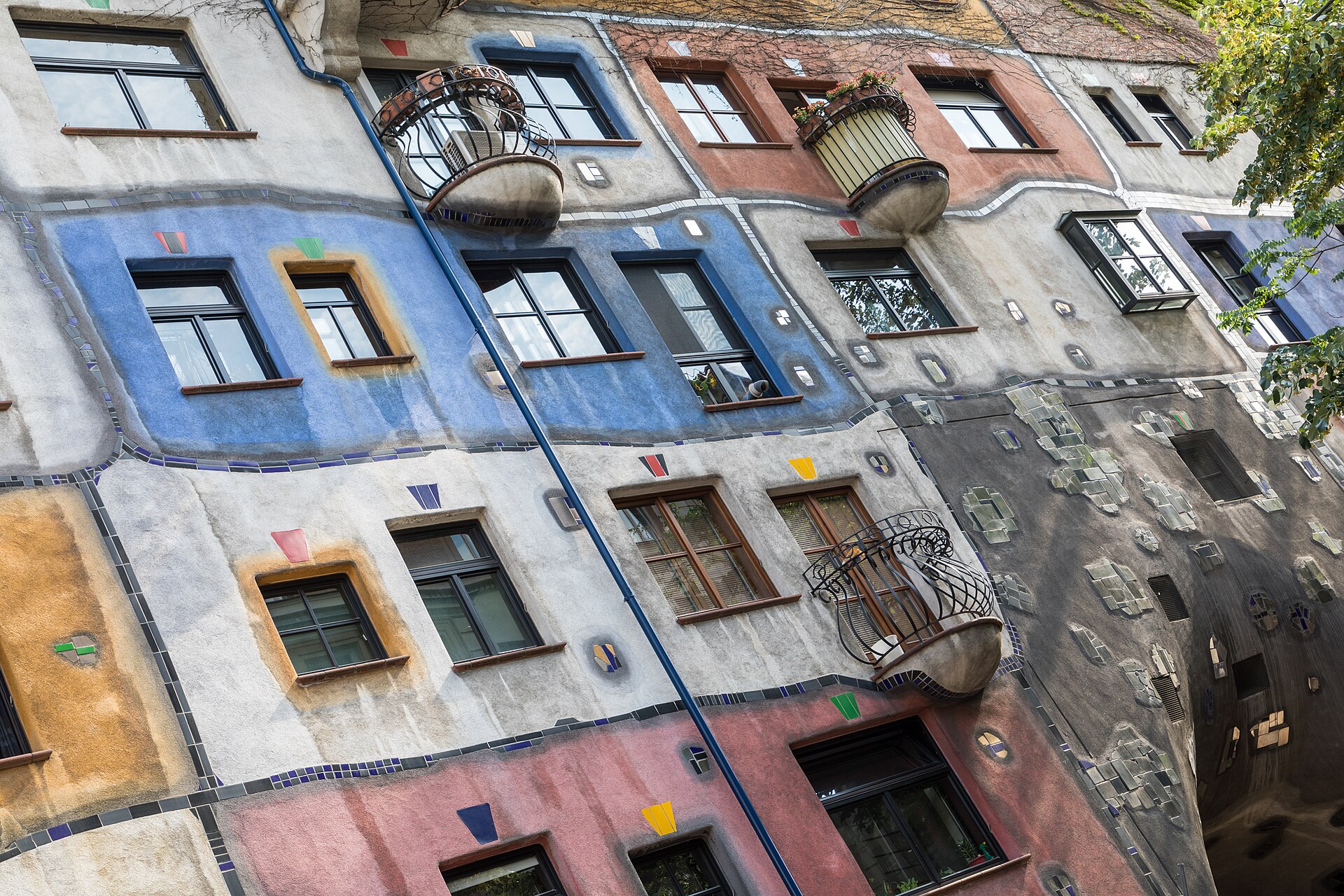 A detail of the Hundertwasserhaus