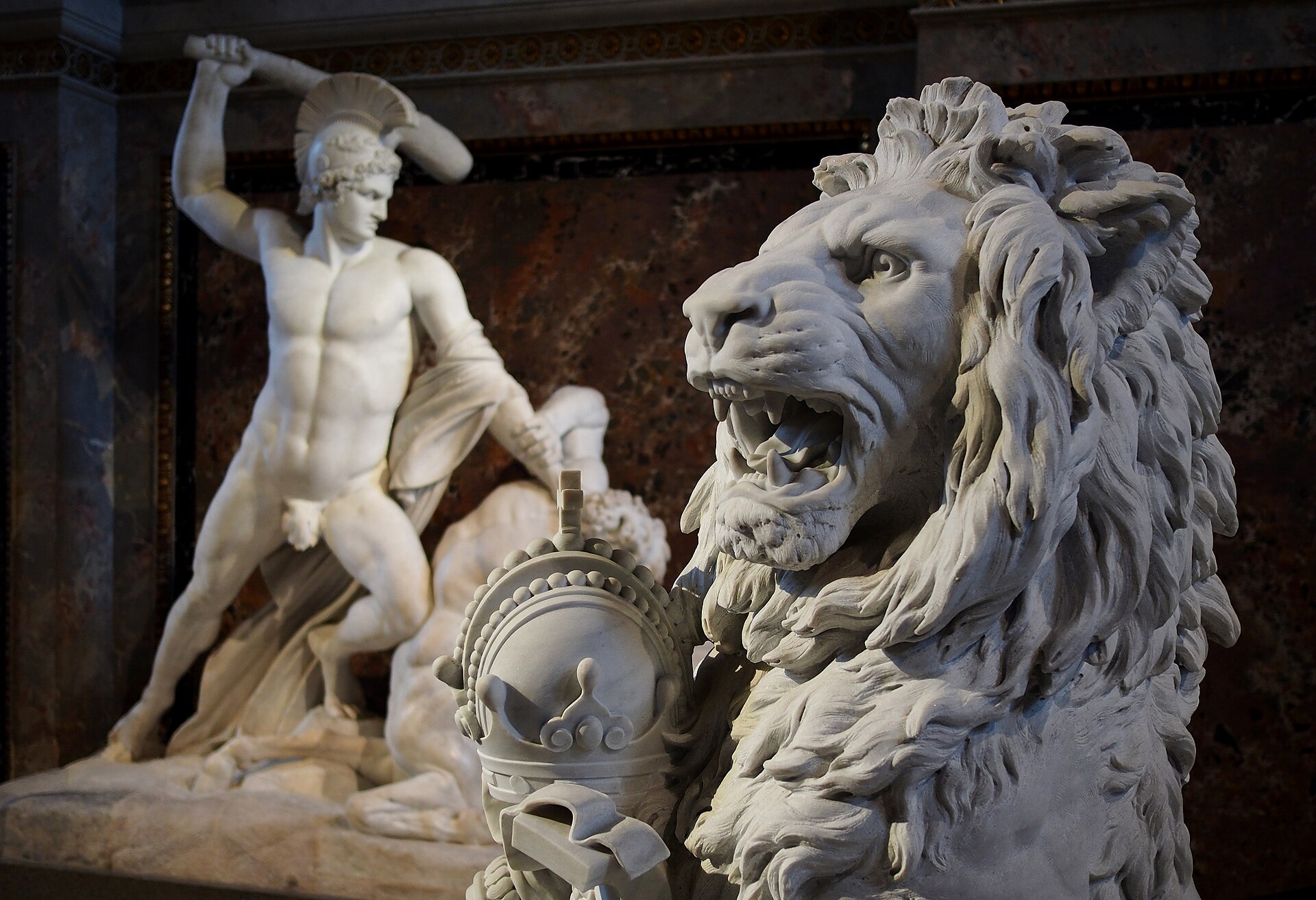 Sculpture on the museum staircase