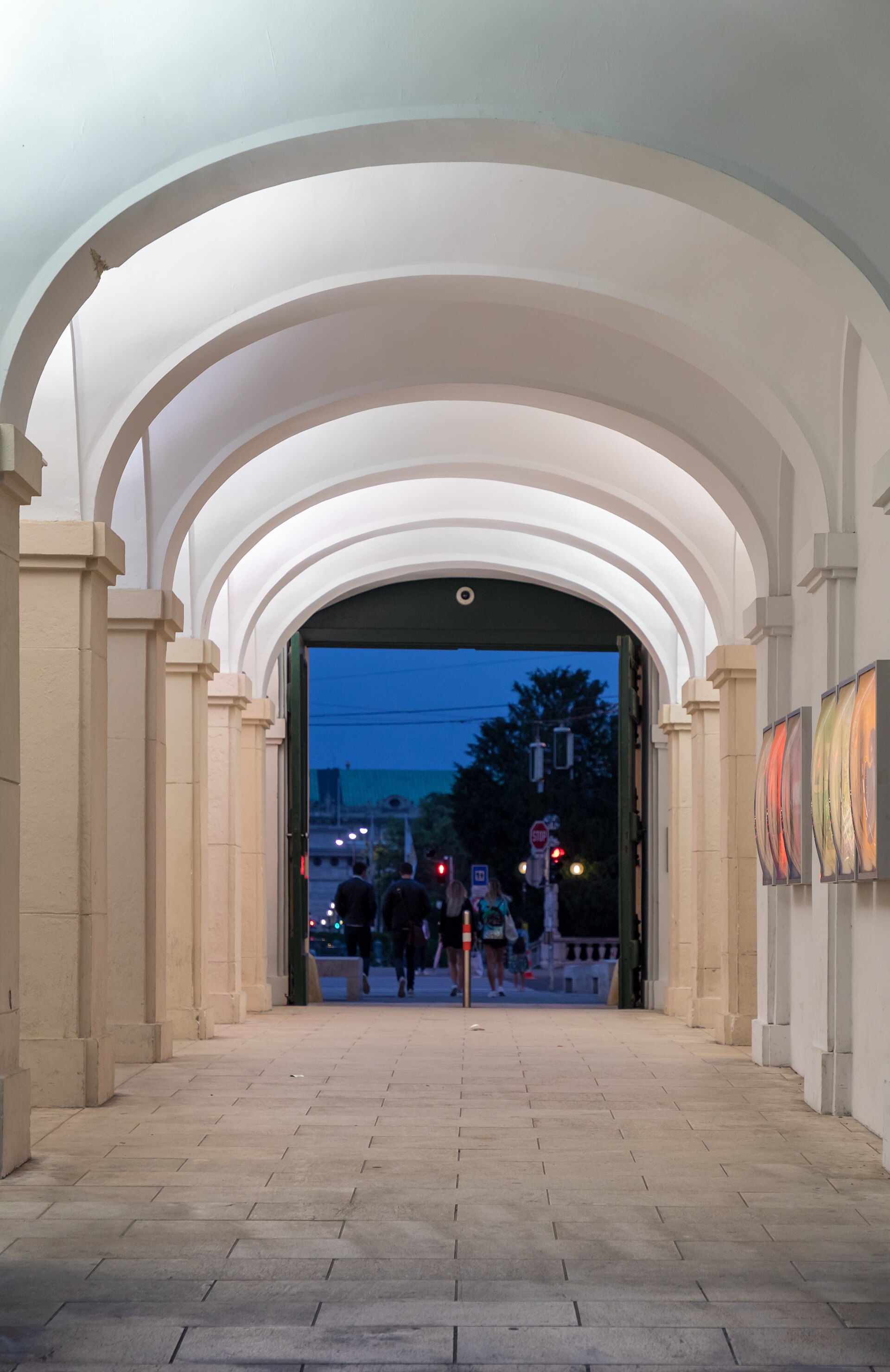 An archway into the MuseumsQuartier