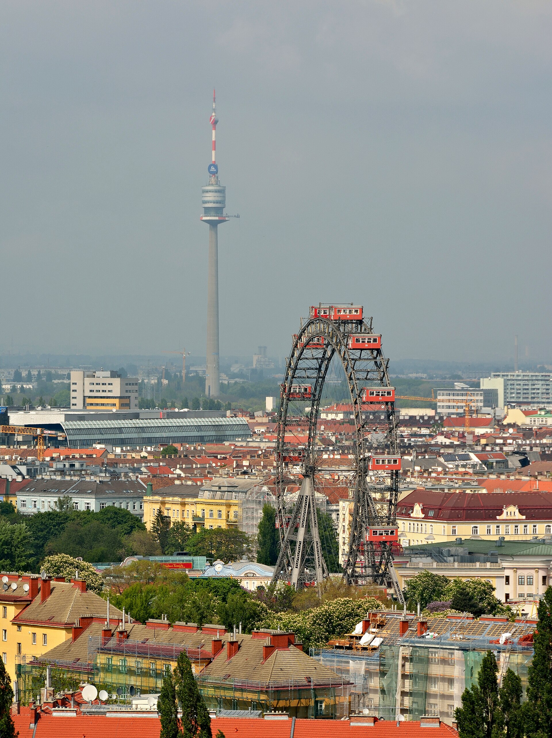 The Prater and the Danube tower beyond
