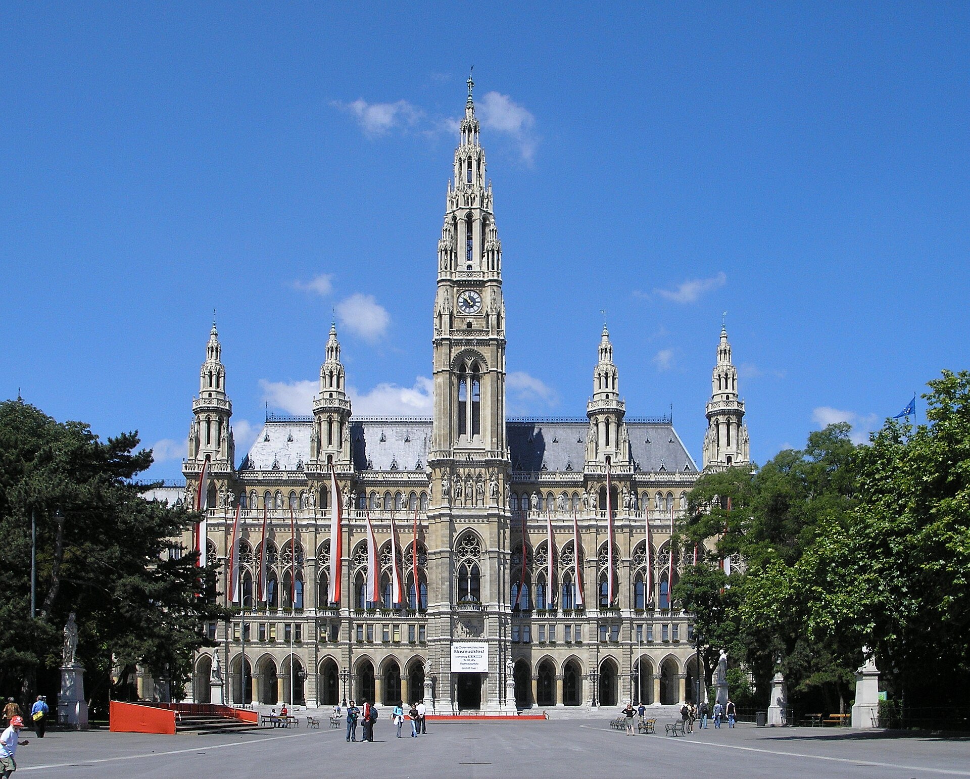 Vienna City Hall against a blue sky