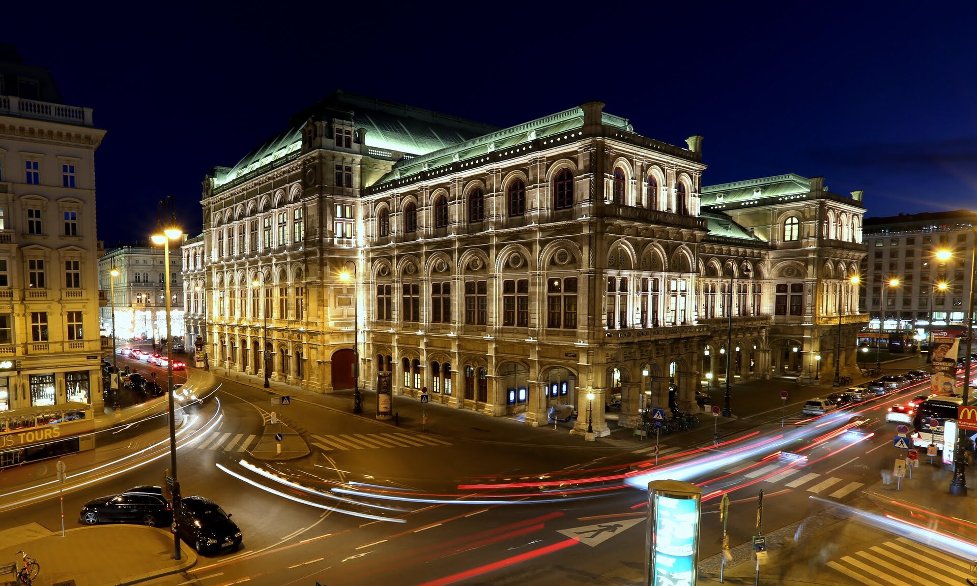 The State Opera and the Ring at night