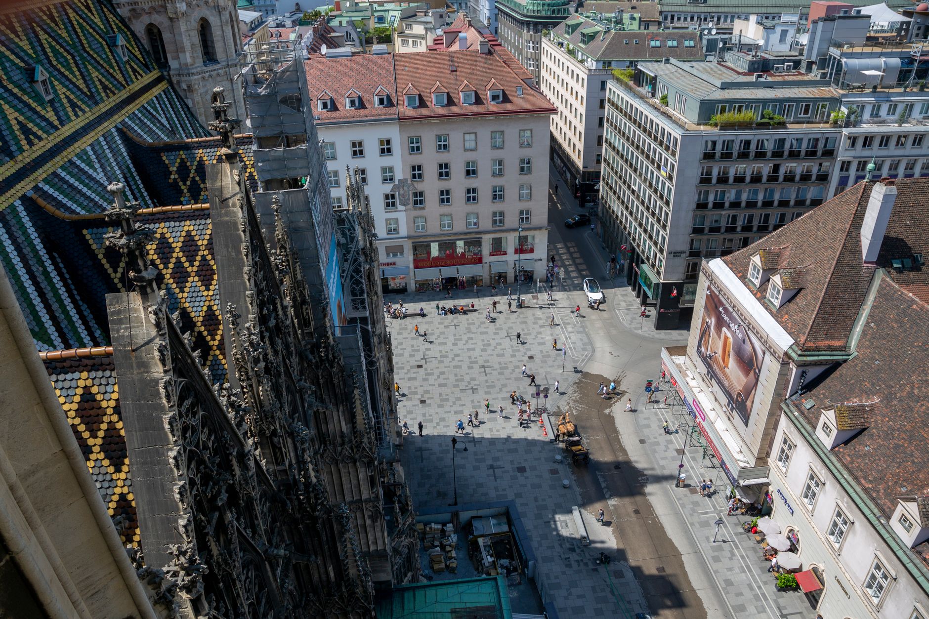 St. Stephen's Cathedral and surrounding Vienna square with people